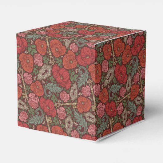 Victoriaanse Steampunk Oude Slot Sleutel Rode Klap Bedankdoosjes (Achterkant)