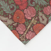 Victoriaanse Steampunk Oude Slot Sleutel Rode Klap Fleece Deken (Hoek)