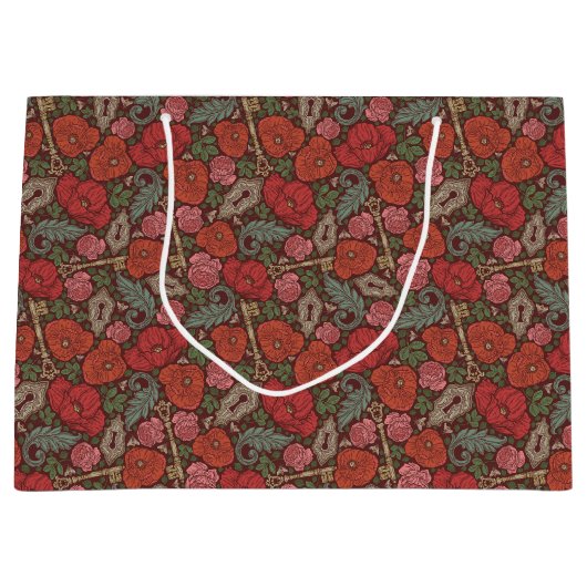 Victoriaanse Steampunk Oude Slot Sleutel Rode Klap Groot Cadeauzakje (Voorkant)