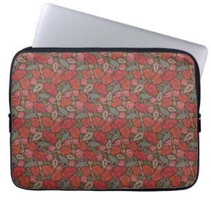 Victoriaanse Steampunk Oude Slot Sleutel Rode Klap Laptop Sleeve