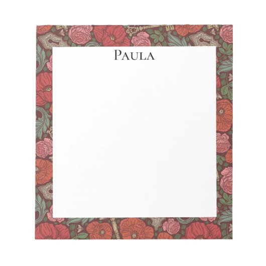 Victoriaanse Steampunk Oude Slot Sleutel Rode Klap Notitieblok (Voorkant)