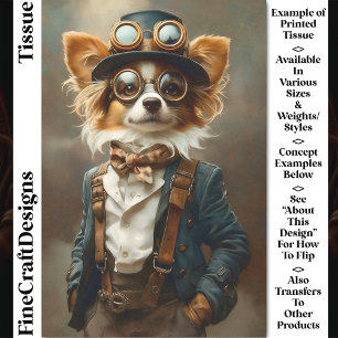 Victoriaanse Steampunk Papillon Hond CP8 Decoupage Tissuepapier