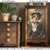 Victoriaanse Steampunk Papillon Hond CP8 Decoupage Tissuepapier