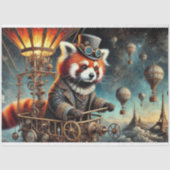 Victoriaanse Steampunk Rode Panda Droom Decoupage  Tissuepapier (Voorkant)