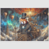 Victoriaanse Steampunk Rood-Panda-Vlucht Decoupage Tissuepapier (Voorkant)