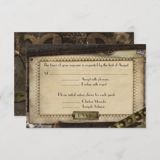 Victoriaanse Steampunk Trouwreceptiekaarten Informatiekaartje (Voorkant / Achterkant)