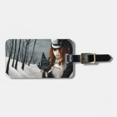 Victoriaanse Steampunk Winter Libel Sleutel Gotisc Bagagelabel (Voorkant horizontaal)