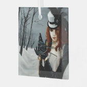 Victoriaanse Steampunk Winter Libel Sleutel Gotisc Glas Ornament (Voorkant links)