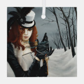 Victoriaanse Steampunk Winter Libel Sleutel Gotisc Glas Ornament (Achterkant)