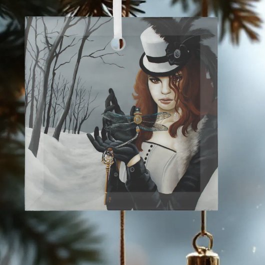 Victoriaanse Steampunk Winter Libel Sleutel Gotisc Glas Ornament