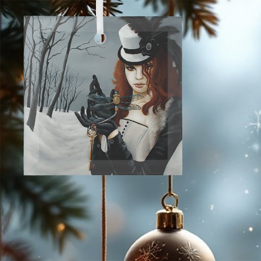 Victoriaanse Steampunk Winter Libel Sleutel Gotisc Glas Ornament