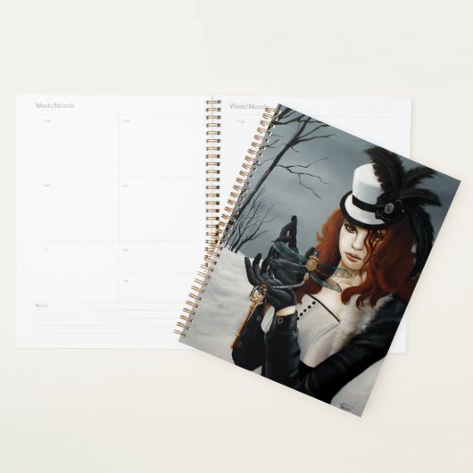 Victoriaanse Steampunk Winter Libel Sleutel Gotisc Planner (Display)