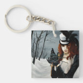 Victoriaanse Steampunk Winter Libel Sleutel Gotisc Sleutelhanger (Voorkant)