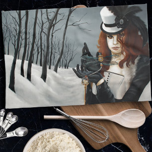 Victoriaanse Steampunk Winter Libel Sleutel Gotisc Theedoek