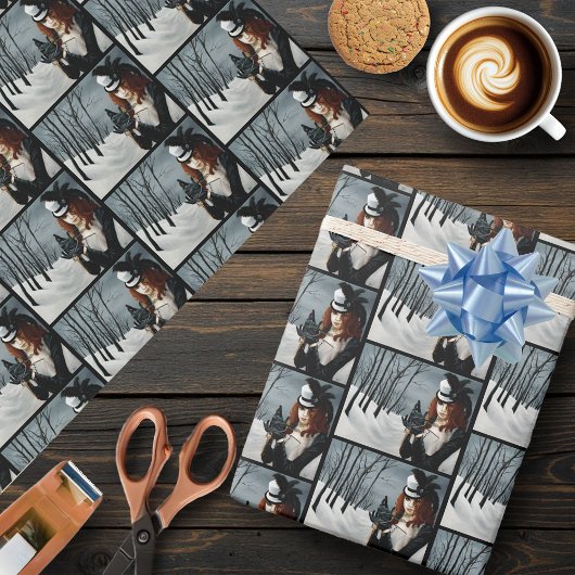 Victoriaanse Steampunk Winter Libelle Sleutel Goti Cadeaupapier