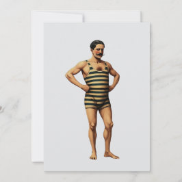 Victoriaanse sterke man Zwemmer Gestreepte badpak Notitiekaartje