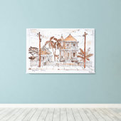 Victoriaanse stijl Conch-huizen | Key West, Florid Canvas Afdruk (Insitu (Houten vloer))