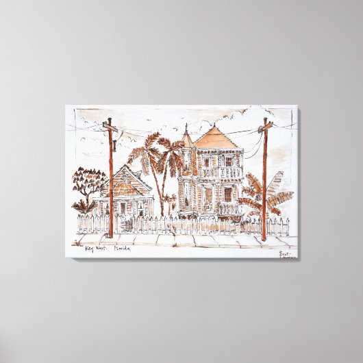 Victoriaanse stijl Conch-huizen | Key West, Florid Canvas Afdruk (Voorkant)