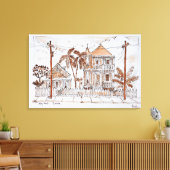 Victoriaanse stijl Conch-huizen | Key West, Florid Canvas Afdruk (Insitu (Woonkamer))