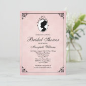 Victoriaanse stijl jaren 60 cameo bruiloft uitnodi kaart (Staand voorkant)