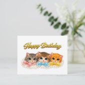 Victoriaanse stijl Kittens Lint en Kant Verjaardag (Staand voorkant)