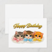 Victoriaanse stijl Kittens Lint en Kant Verjaardag (Voorkant / Achterkant)