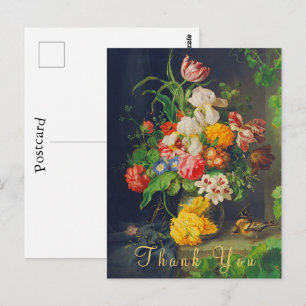 Victoriaanse Stilleven Bloemen Roze Rozen Dank U Briefkaart