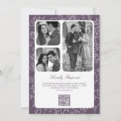 Victoriaanse Stof Paarse Katholieke QR Code Bruilo Kaart (Achterkant)