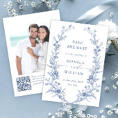 Victoriaanse Stofblauwe Franse Tuin Bloemige Trouw Save The Date