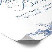 Victoriaanse Stofblauwe Franse Tuin Bruidsdouche Poster (Hoek)