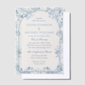 Victoriaanse stoffige blauwe chinoiserie bloemige  vellum uitnodigingen (Offset)