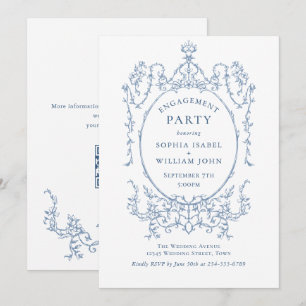 Victoriaanse stoffige blauwe VERLOVINGSFEEST QR-co Kaart
