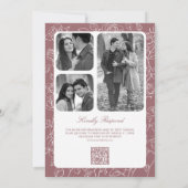 Victoriaanse stoffige roze katholieke QR-code brui Kaart (Achterkant)
