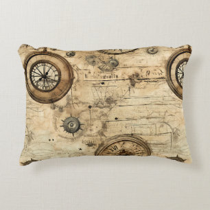 Victoriaanse Stoomtech Machinerie Sepia Bruin Accent Kussen