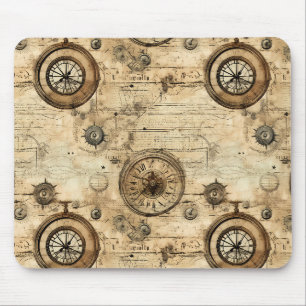 Victoriaanse Stoomtechiek Machinerie Sepia Bruin Muismat