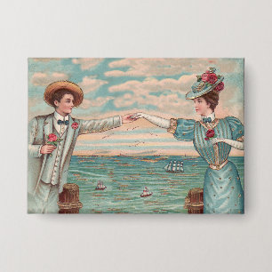 Victoriaanse strandliefde elegante oceaantrouwkopp button