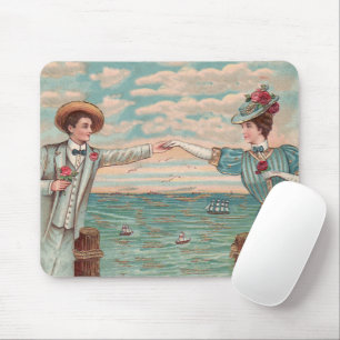 Victoriaanse strandliefde elegante oceaantrouwkopp muismat