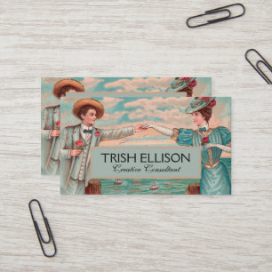 Victoriaanse strandliefde elegante oceaantrouwkopp visitekaartje