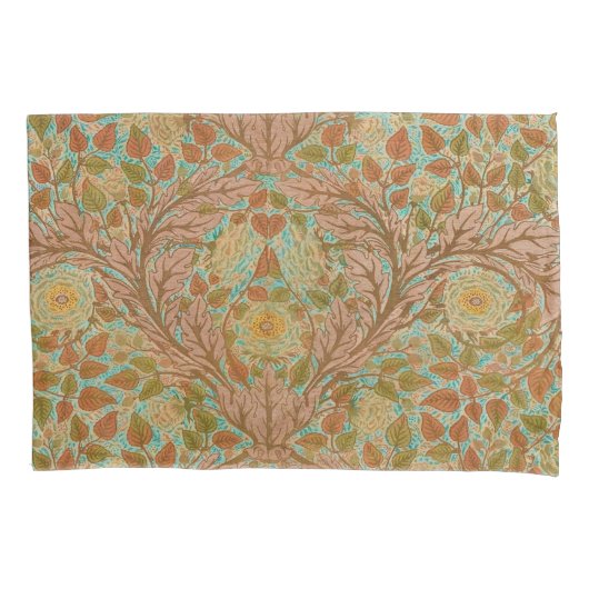 Victoriaanse Terracotta Roos en Blad Botanische Pr Kussensloop (Voorkant)