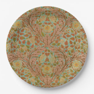 Victoriaanse Terracotta Roos en Blad Botanische Pr Papieren Bordje