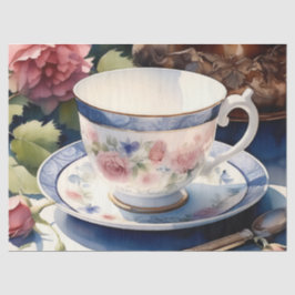 Victoriaanse Thee en Bord Decoupage Tissuepapier