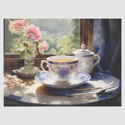 Victoriaanse Theepartij Decoupage Tissuepapier (Voorkant)