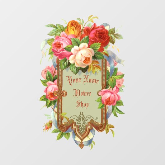 Victoriaanse Tijdperk Roos Rand Bloem Winkel Sjabl Raamsticker (Vel)