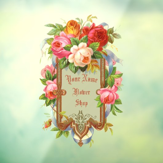 Victoriaanse Tijdperk Roos Rand Bloem Winkel Sjabl Raamsticker (Vel 3)