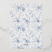 Victoriaanse Toile Frans Blauw Klassieke Trouw Zil Folie Uitnodiging (Achterkant)