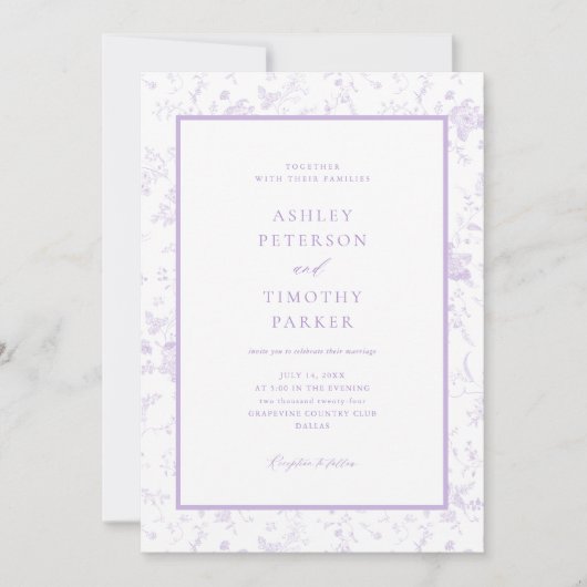 Victoriaanse toile Franse lavendel klassieke trouw Kaart (Voorkant)