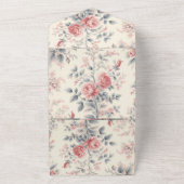 Victoriaanse toile Franse roze bloem All In One Uitnodiging (Buitenkant)