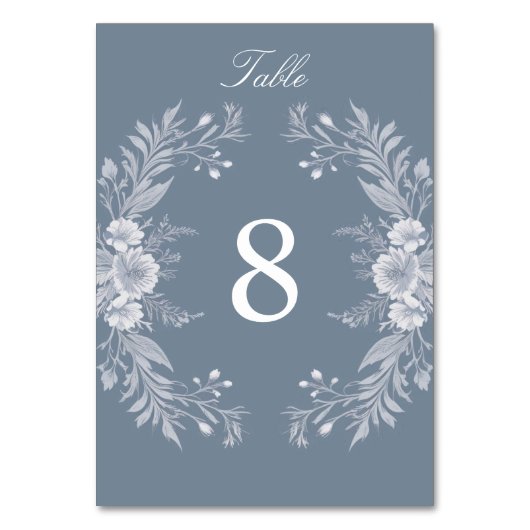 Victoriaanse trouwdag in het blauw met witte bloem kaart (Voorkant)