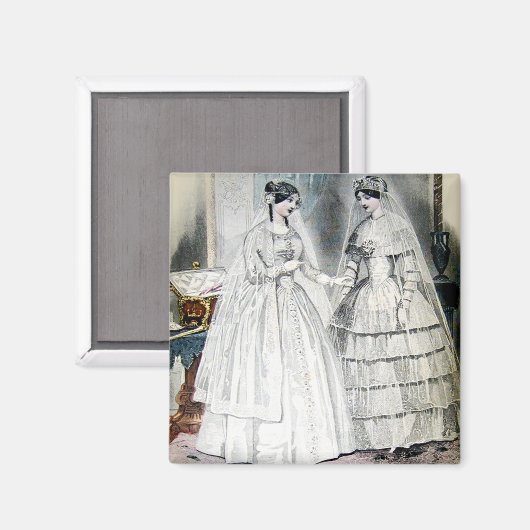 Victoriaanse Trouwjurk Twee Vrouwen Magneet (Voorkant / Achterkant)