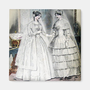 Victoriaanse Trouwjurk Twee Vrouwen Magneet